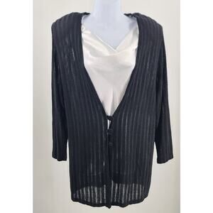 Vintage Ziki women's cardigan sweater black Size large office Goth retro costume